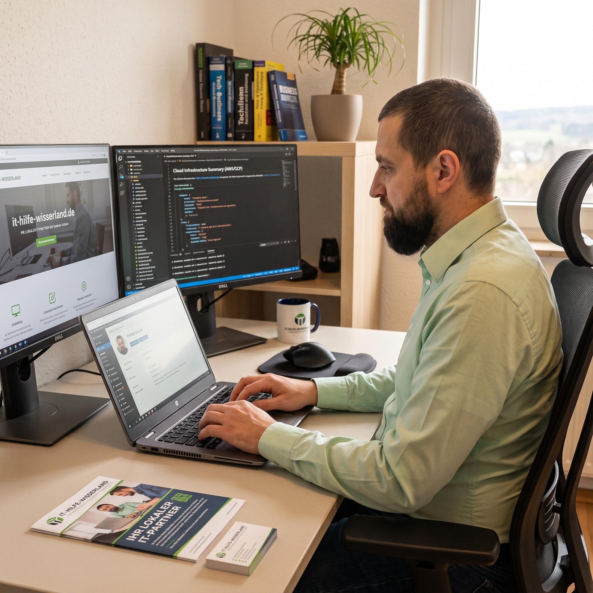 Alexandr Stoian bei der Arbeit an seinem IT-Arbeitsplatz im Wisserland